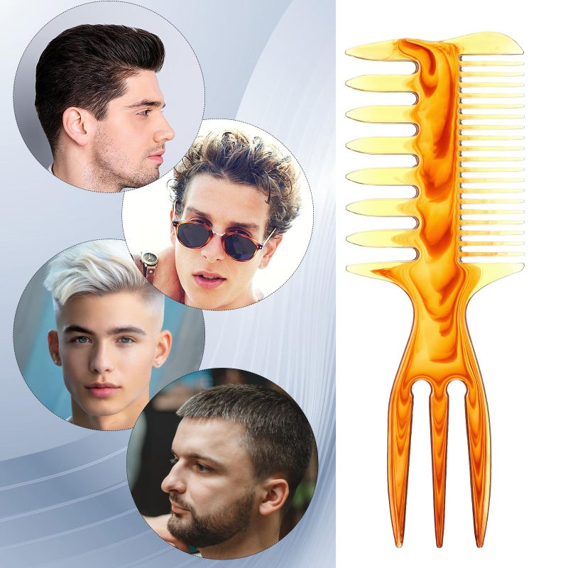Bruislard Styling Comb, 3 In 1 Fish Tail Bone Shape, Wide Tooth Comb, Hair Pick Combs for Hair Styling Salon Home (Amber) - Image 3